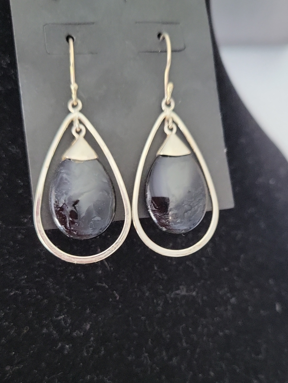 Black Onyx Stone Drop Earrings